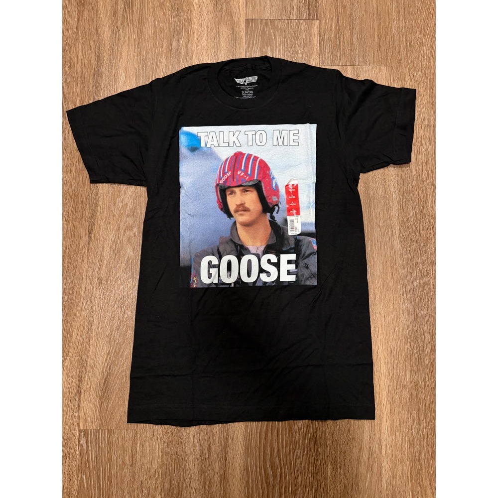 Top‎ Gun Talk To Me Goose Graphic T-Shirt Mens Small Black 100% Cotton Movie Tee